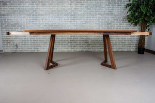 walnut end extension table with bevel edge