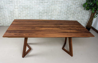 walnut end extension table with bevel edge