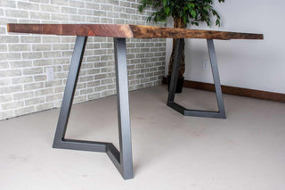 live edge walnut table on gunmetal chandler legs