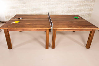 2 piece walnut ping pong table on walnut base