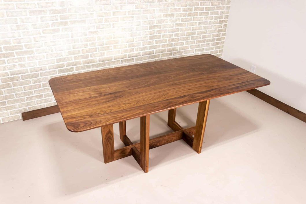 mid century walnut table on walnut base